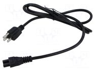 Cable; 3x18AWG; IEC C5 female,NEMA 5-15 (B) plug; PVC; 1.8m; 2.5A POS