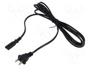 Cable; 2x18AWG; IEC C7 female,NEMA 1-15 (A) plug; PVC; 3m; black POS