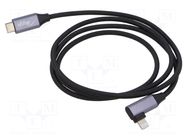 Cable; USB 2.0; Apple Lightning angled plug,USB C plug; 1m; Cu AKYGA
