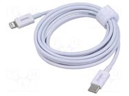 Cable; Apple Lightning plug,USB C plug; 2m; white; 20W BASEUS