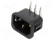 Male; snap-in; plug; 250V; 10A; Type: C14 (E) SCHURTER