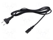 Cable; 2x0.75mm2; CEE 7/16 (C) plug,IEC C7 female; PVC; 3m; black POS