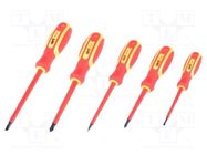 Kit: screwdrivers; Pozidriv cross,slot; 1kVAC; plastic box; 5pcs. AVIT