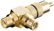 RCA Y Adapter, Male to 2x Female, Gold Version, black, black - 1x RCA plug > 2x RCA sockets