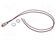 Indicator: LED; prominent; red; 2.1VDC; Ø8mm; MPC; cables; 300mm BIVAR