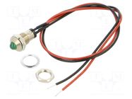 Indicator: LED; prominent; green; 2.1VDC; Ø8mm; MPC; cables; 300mm BIVAR