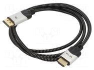 Cable; DisplayPort plug,HDMI plug; PVC; textile; 1.8m; black VCOM