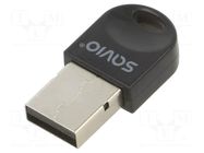 BT adapter; USB A plug; Bluetooth 5.3,USB 2.0; with LED; black SAVIO