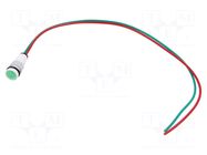 Indicator: LED; prominent; green; 24VDC; 24VAC; Ø10mm; cables; 300mm POLAM-ELTA