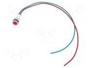 Indicator: LED; prominent; red; 24VDC; 24VAC; Ø10mm; cables; 300mm POLAM-ELTA