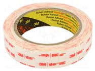 Tape: fixing; W: 25mm; L: 5.5m; Thk: 0.6mm; acrylic; white; -35÷90°C 3M