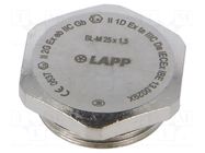 Stopper; M25; 1.5; IP68; brass; Plating: nickel; SKINDICHT®; 29mm LAPP