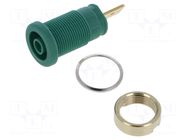 Connector: 4mm banana; socket; 1kV; 32A; green; gold-plated; 33mm HIRSCHMANN T&M