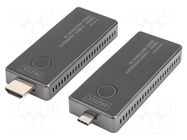 HDMI extender; HDMI plug,USB C socket; black; ABS; 30m; 2.4/5GHz DIGITUS