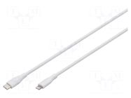 Cable; USB 2.0; Apple Lightning plug,USB C plug; nickel plated DIGITUS