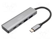 Hub USB; USB A socket x2,USB C socket x2,USB C plug; USB 3.1 DIGITUS