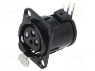 Connector: XLR; socket; female; PIN: 3; angled 90°; THT; black; 6A NEUTRIK