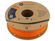 Filament: PLA; 1.75mm; orange; 190÷230°C; 1kg; Table temp: 45°C POLYMAKER