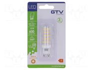 LED lamp; warm white; G9; 230VAC; 600lm; 6.5W; 360°; 3000K GTV Poland