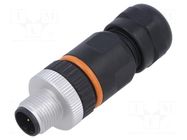 Connector: M12; plug; PIN: 5; male; 60V; straight; IP67; for cable LAPP