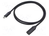 Cable; High Speed,USB 2.0; USB C socket,USB C plug; 1m; black LOGILINK