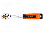 Rattle; 1/4"; with switch; 155mm; Teeth: 90 NEO TOOLS