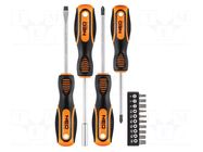 Kit: screwdrivers; Phillips,slot; Size: PH1,PH2,SL 6,5; 14pcs. NEO TOOLS