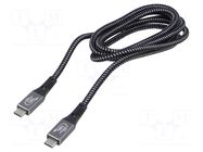 Cable; USB 3.2; USB C plug,both sides; 1.5m; black; 20Gbps; 100W GEMBIRD