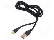 Cable; USB 2.0; Apple Lightning plug,USB A plug; 1.5m; black GEMBIRD