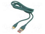 Cable; USB 2.0; Apple Lightning plug,USB A plug; 1.5m; green GEMBIRD