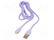 Cable; USB 2.0; Apple Lightning plug,USB A plug; 1.5m; violet GEMBIRD