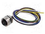 Connector: 7/8"; socket; female; PIN: 5; IP67; straight; cables; 0.5m LUTRONIC