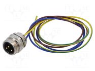 Connector: 7/8"; socket; male; PIN: 3; IP67; straight; cables; 0.5m LUTRONIC