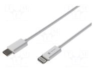 Cable; USB 2.0; Apple Lightning plug,USB C plug; 1m; white; 20W NATEC