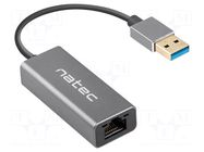 USB to Ethernet adapter; RJ45 socket,USB A plug; USB 3.0; grey NATEC