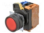 Switch: push-button; 22mm; Stabl.pos: 1; NO; red; LED; IP66; flat OMRON