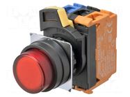 Switch: push-button; 22mm; Stabl.pos: 2; NO; red; LED; IP66; A22NL OMRON