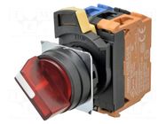 Switch: rotary; 22mm; Stabl.pos: 2; NO; red; LED; IP66; A22NW; Pos: 2 OMRON