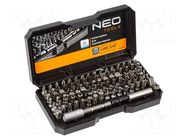 Kit: screwdriver bits; bag; Holder: C6,3mm; 25mm; 1/4"; 99pcs. NEO TOOLS