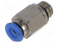 Push-in fitting; straight; -0.95÷10bar; nickel plated brass PNEUMAT