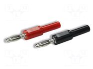 Connector: 4mm banana; adapter; 10A; 30VAC; 60VDC; black,red; 2pcs. CAL TEST