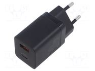 Power supply: switching; mains,plug-in; 5÷20VDC; 30W; black; 3A BASEUS