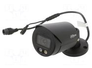 Camera: CCTV IP; Dim: 166.2x70x70mm; black; -40÷60°C; IP67; 12VDC DAHUA