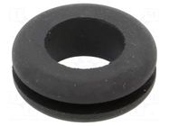 Grommet; Ømount.hole: 15mm; Øhole: 11mm; black; -40÷125°C; EPDM ESSENTRA