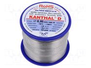 Resistance wire; 1.9Ω/m; -100÷1300°C; 0.25kg; Øout: 0.95mm; FeCrAl KANTHAL