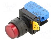 Switch: push-button; 22mm; Stabl.pos: 1; NO; red; LED; IP65; YW; Pos: 2 IDEC
