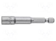 Screwdriver bit; 6-angles socket; 1/4"; HEX 6mm; magnetic GRAPHITE