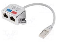 Splitter; silver; Cat: 5e; RJ45 socket x2,RJ45 plug x1; 0.15m LANBERG