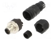 Connector: M12; plug; male; 4A; 125V; PIN: 3; IP67; straight; 3÷6.5mm LUTRONIC