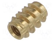Threaded insert; brass; M3; BN 37879; L: 8mm; for wood,for plastic TAPPEX